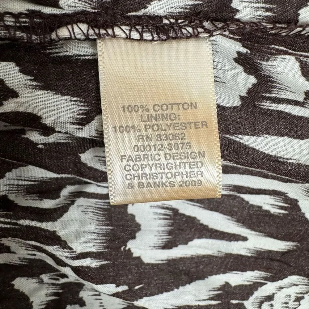 Christopher & Banks Women Tiered Drawstring Midi Skirt M 100% Cotton Resort Boho